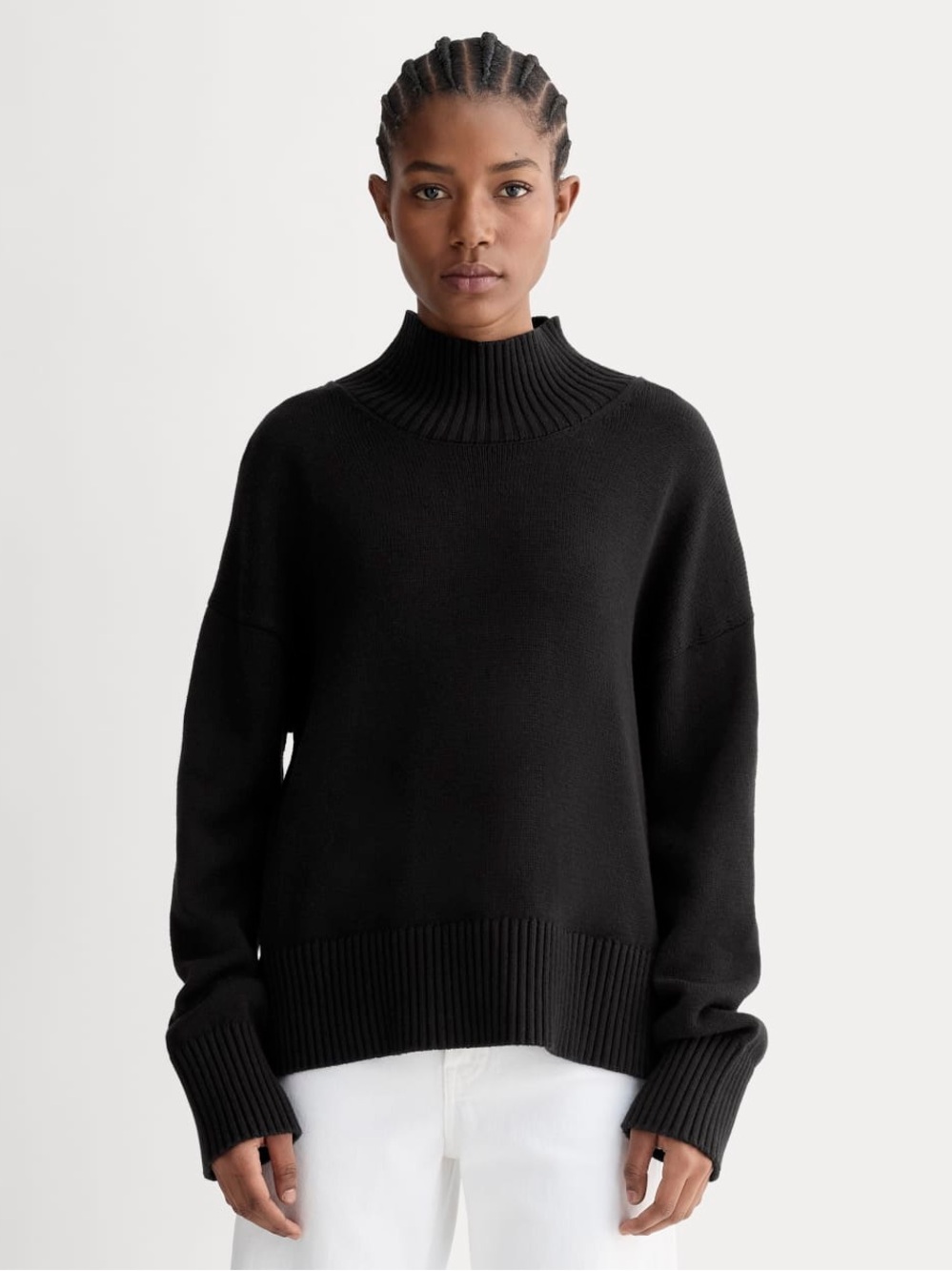 Commense Black Funnel Neck Women's Sweater